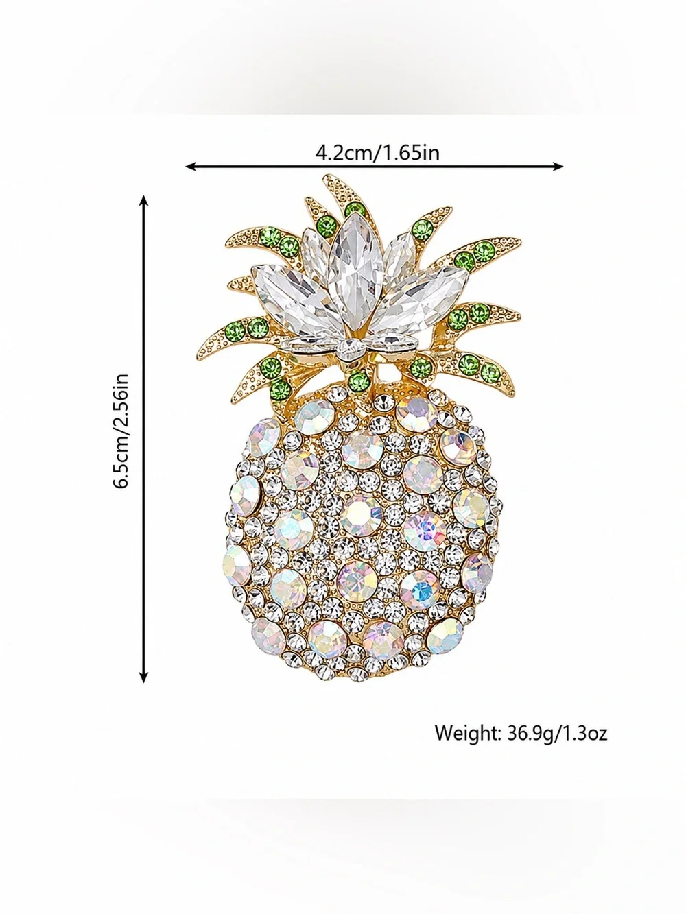 Luxury Crystal Pineapple Brooch Pin – Gold Tone Rhinestone Fruit Lapel Pin.